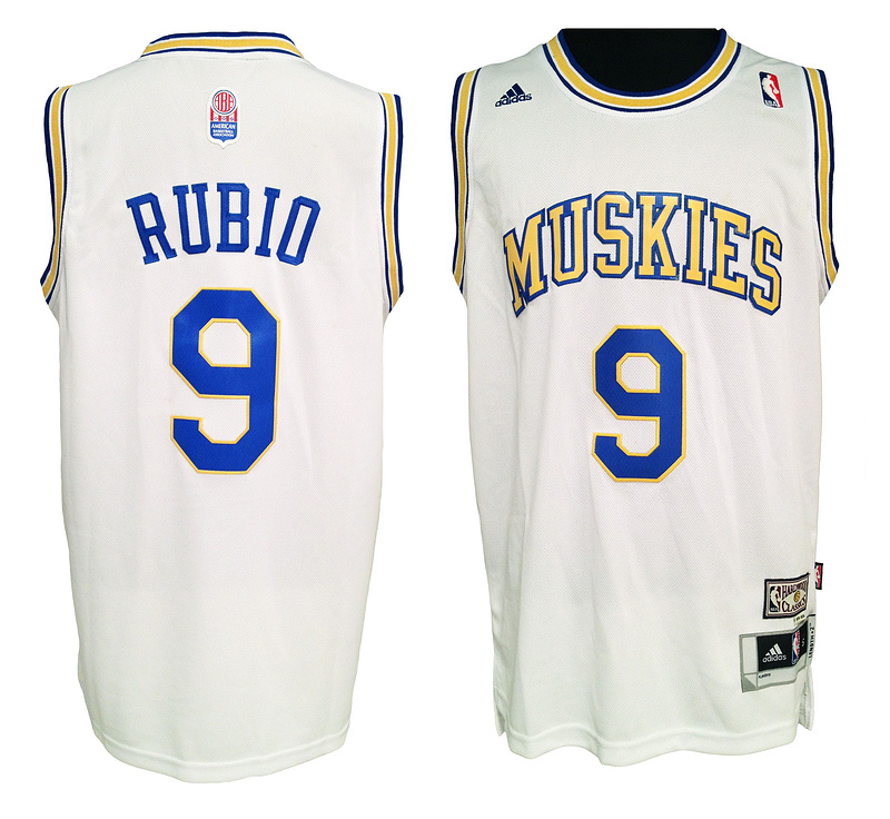  NBA Minnesota Muskies 9 Ricky Rubio ABA Hardwood Classic Swingman White Jersey